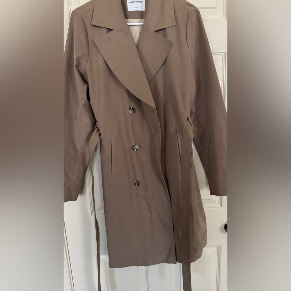 Amazon Essentials Brown Double-Breasted Trench Co… - image 3